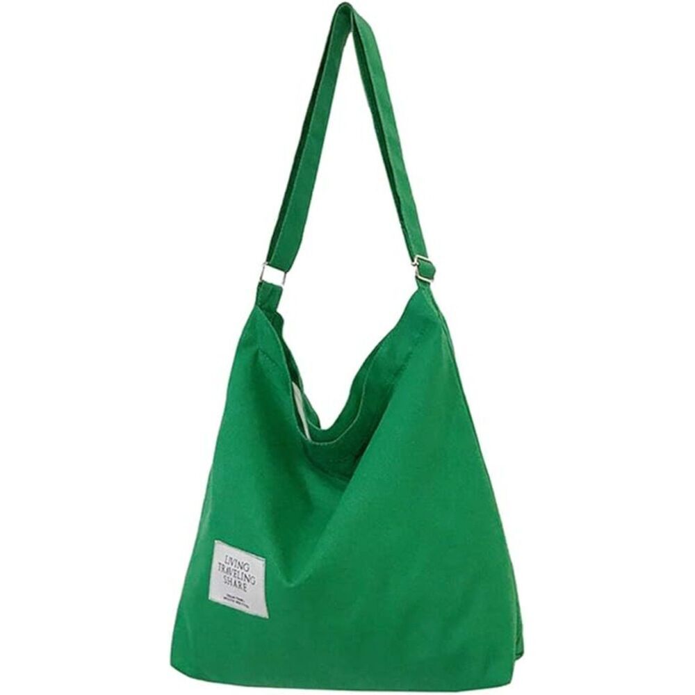 Women's Green Imported Canvas Retro Large Size Shoulder Crossbody Tote Bag